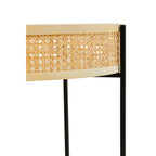 Natural Rattan Round Top Side Table with Black Metal Cross Base Legs | Depok
