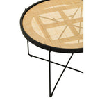 Natural Rattan Round Coffee Table with Black Cross Metal Legs | Depok
