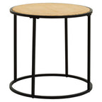 Natural Rattan Round Top Side Table with Black Metal Base | Depok