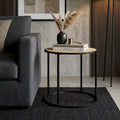 Natural Rattan Round Top Side Table with Black Metal Base | Depok
