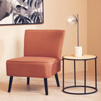 Natural Rattan Round Top Side Table with Black Metal Base | Depok