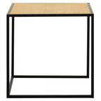 Natural Rattan Top Side Table with Black Metal Square Base | Depok