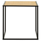 Natural Rattan Top Side Table with Black Metal Square Base | Depok