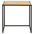 Natural Rattan Top Side Table with Black Metal Square Base | Depok