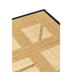 Natural Rattan Top Side Table with Black Metal Square Base | Depok