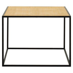Natural Rattan Top and Black Metal Coffee Table | Depok