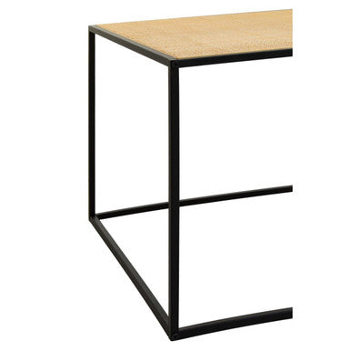 Natural Rattan Top and Black Metal Coffee Table | Depok
