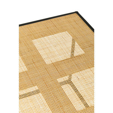 Natural Rattan Top and Black Metal Coffee Table | Depok