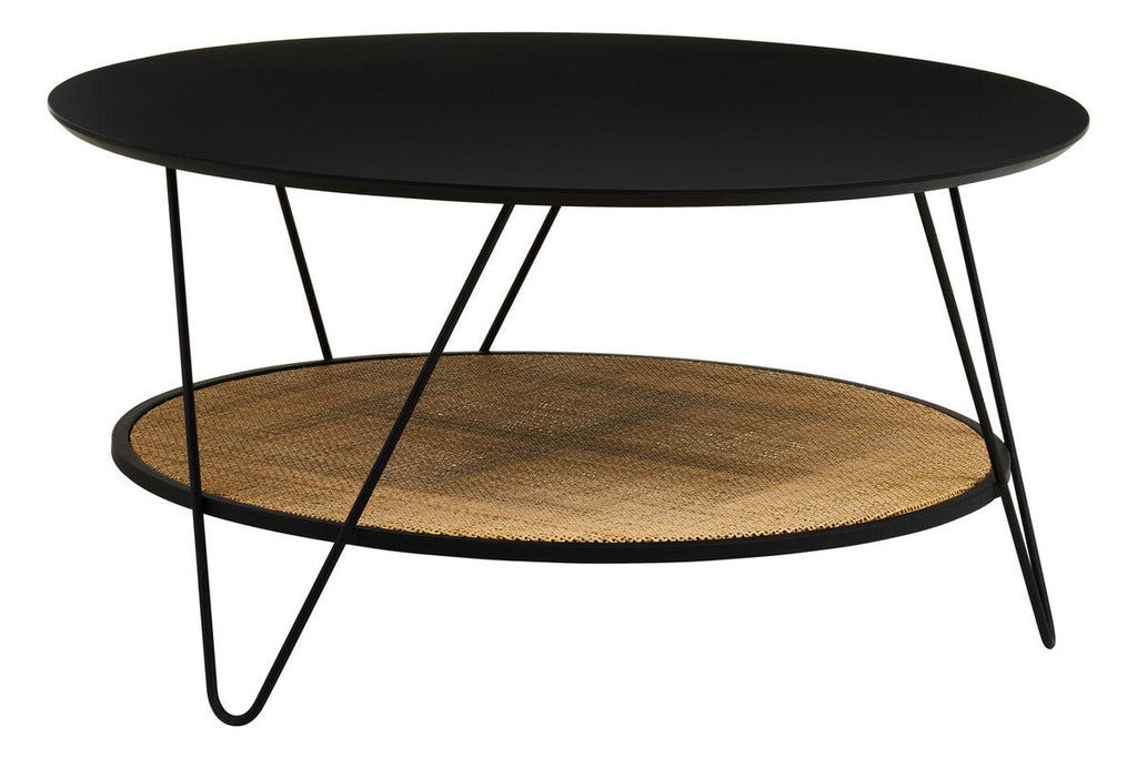 Black Wood Top Coffee Table with Metal Hairpin Legs | Depok