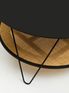Black Wood Top Coffee Table with Metal Hairpin Legs | Depok