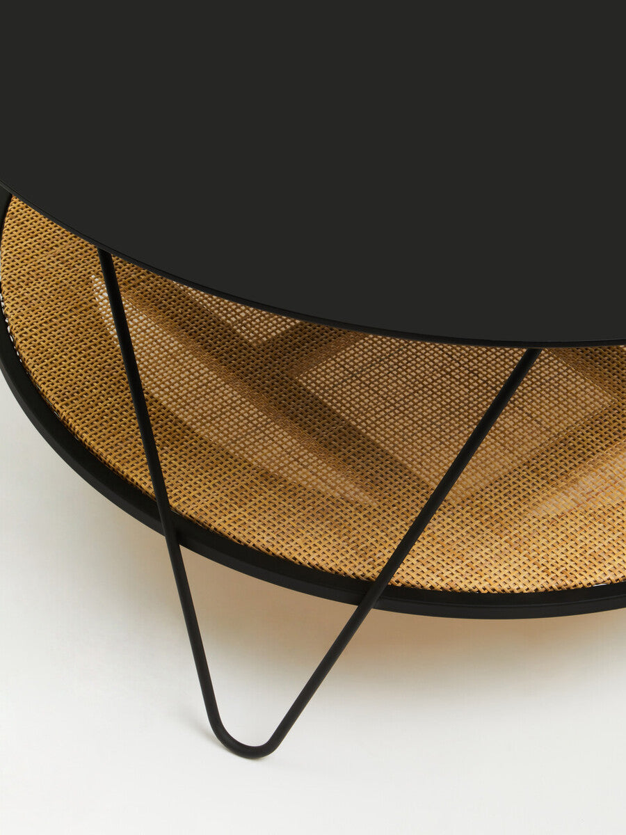 Black Wood Top Coffee Table with Metal Hairpin Legs | Depok
