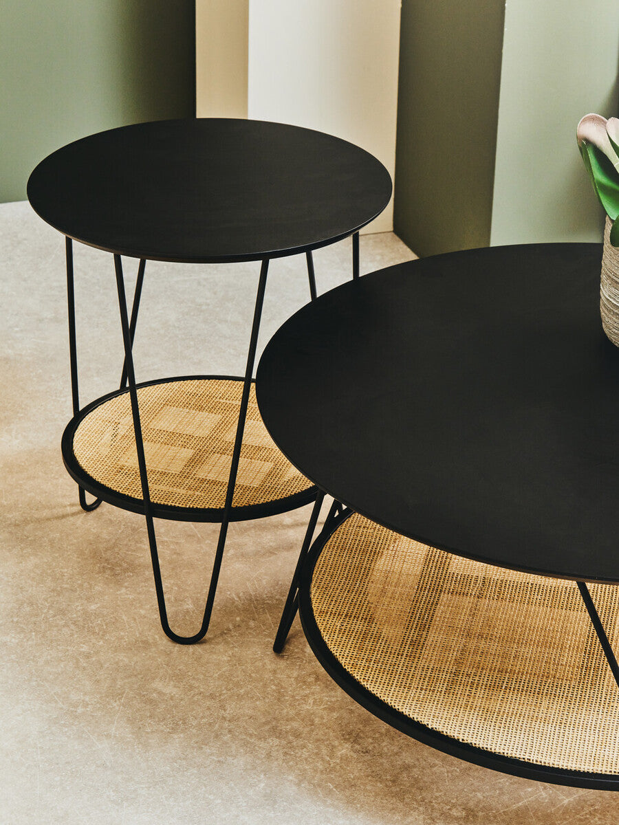Black Wood Top Coffee Table with Metal Hairpin Legs | Depok