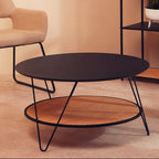 Black Wood Top Coffee Table with Metal Hairpin Legs | Depok