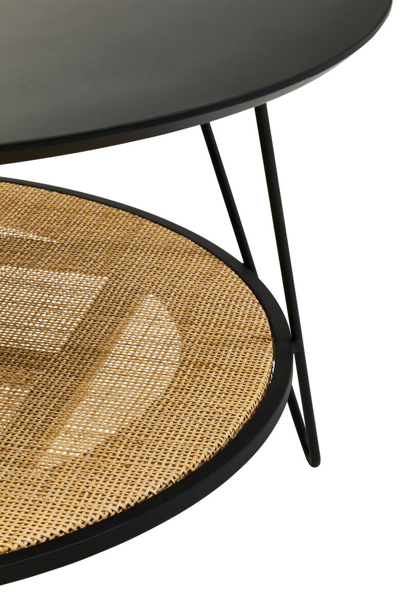 Black Wood Top Coffee Table with Metal Hairpin Legs | Depok