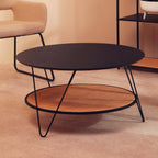 Black Wood Top Coffee Table with Metal Hairpin Legs | Depok