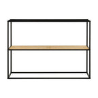 Black Metal Frame 2-Tier Console Table with Natural Rattan Shelving | Depok