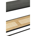 Black Metal Frame 2-Tier Console Table with Natural Rattan Shelving | Depok