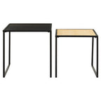 Black Metal and Rattan Top Nest of 2 Tables with Square Frames | Depok