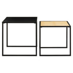 Black Metal and Rattan Top Nest of 2 Tables with Square Frames | Depok