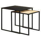 Black Metal and Rattan Top Nest of 2 Tables with Square Frames | Depok