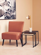 Black Metal and Rattan Top Nest of 2 Tables with Square Frames | Depok