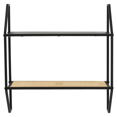 Two Tier Rattan and Metal Wall Shelf | Depok
