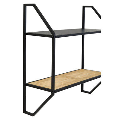 Two Tier Rattan and Metal Wall Shelf | Depok