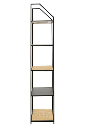 Depok Rattan And Metal Five Tier Shelf Unit