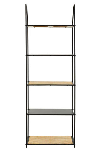Depok Rattan And Metal Five Tier Shelf Unit
