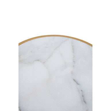 Set of 2 White Marble Top and Gold Metal Frame Nesting Tables | Colva