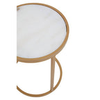 Set of 2 White Marble Top and Gold Metal Frame Nesting Tables | Colva