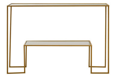 Clear Glass Top and Gold Finish Frame Console Table | Avento