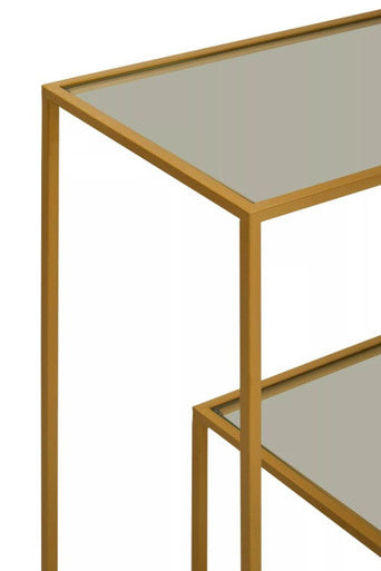 Clear Glass Top and Gold Finish Frame Console Table | Avento