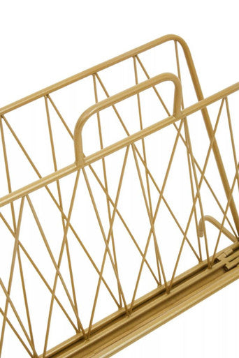 Gold Finish Two Pocket Magazine Rack | Avento