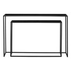 Set of 2 Black Glass Top and Metal Frame Console Tables | Avento