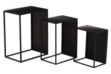 Set of 3 Black Iron Rectangular Nesting Tables | Avento