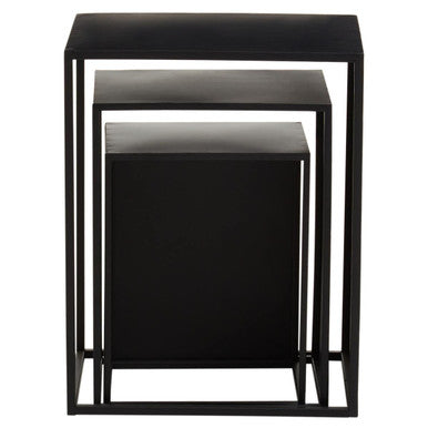 Set of 3 Black Iron Rectangular Nesting Tables | Avento