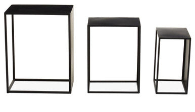 Set of 3 Black Iron Rectangular Nesting Tables | Avento