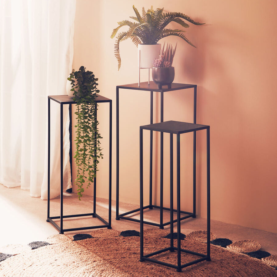Set of 3 Black Iron Rectangular Nesting Tables | Avento