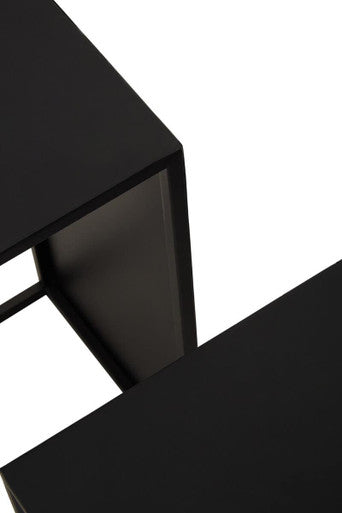 Set of 3 Black Iron Rectangular Nesting Tables | Avento