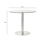 Silver Finish Round Glass Top and Steel Frame Dining Table | Metropolitan