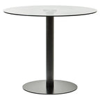 Matt Black Steel and Glass Top Round Dining Table | Metropolitan