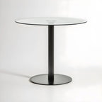 Matt Black Steel and Glass Top Round Dining Table | Metropolitan
