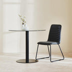 Matt Black Steel and Glass Top Round Dining Table | Metropolitan