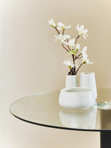 Matt Black Steel and Glass Top Round Dining Table | Metropolitan