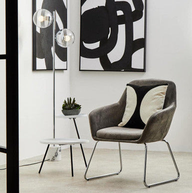 White Iron Tray Top and Black Iron Legs 2 Tie Side Table | Trosa