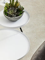 White Iron Tray Top and Black Iron Legs 2 Tie Side Table | Trosa