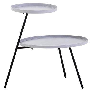 Grey Iron Tray Top and Black Iron Legs 2 Shelf Side Table | Trosa
