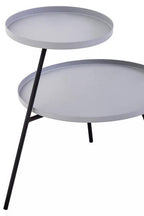 Grey Iron Tray Top and Black Iron Legs 2 Shelf Side Table | Trosa