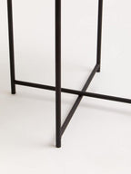 Round White Top Side Table with Black Iron Lattice Base | Trosa